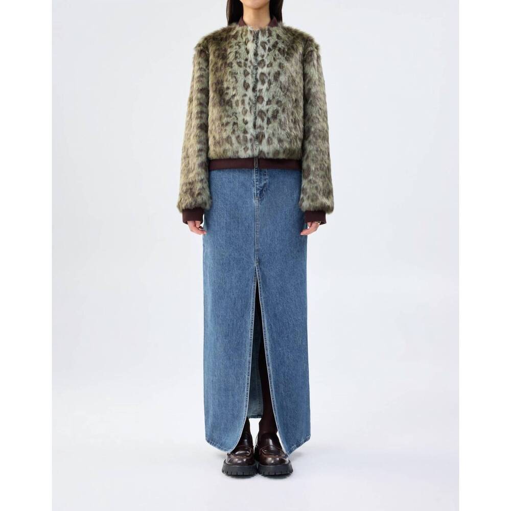NEW UNREAL FUR foliage jacket in green leopard
